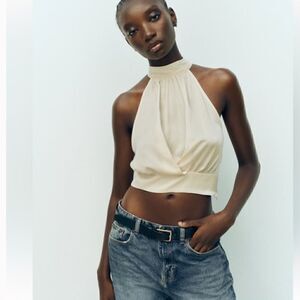 NWT Zara‎ Satin Halter Top Sz S